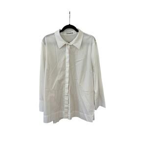 MM La Fleur New York White Button Up Shirt Classic Collar Long Sleeve Top Size 2